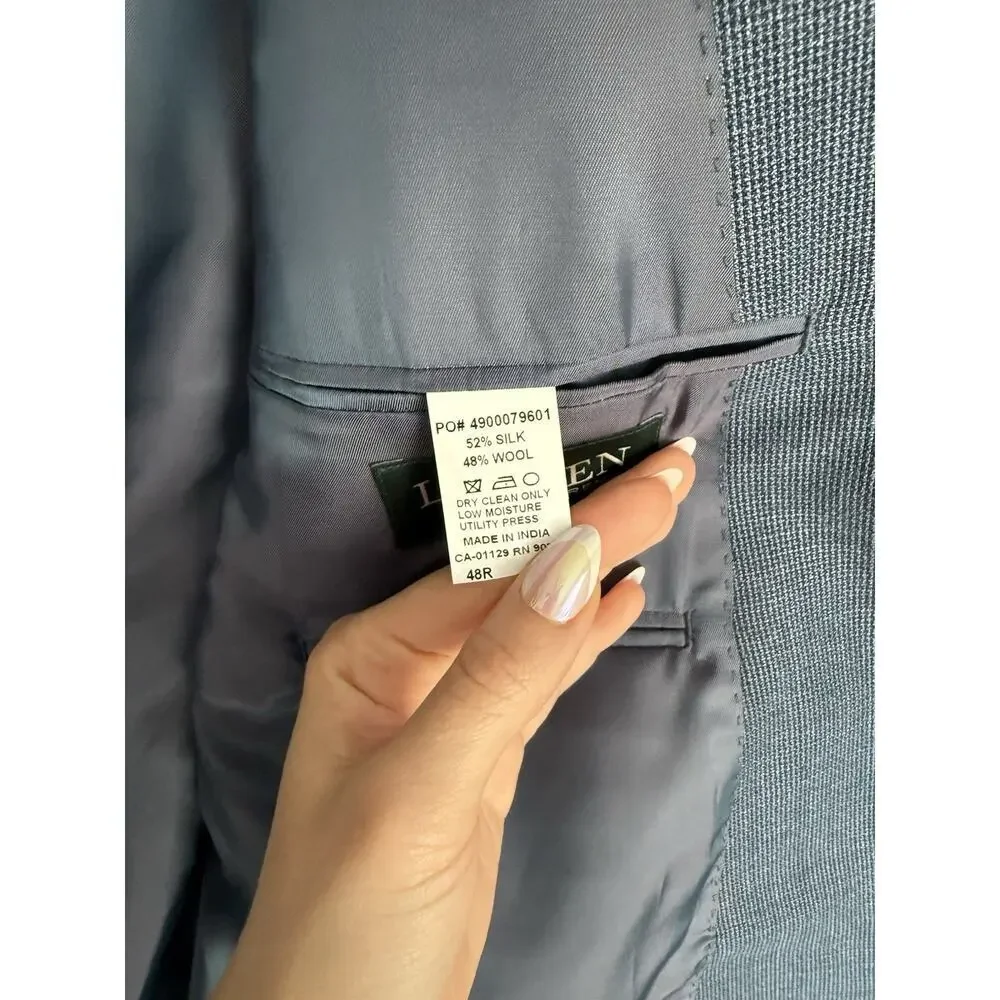 Lauren Ralph Lauren Blazer 48R Silk Wool Blue Sport Coat Classic